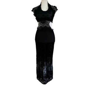 Firefly Style Black Lace Cutout dress Size Small Stretch Gothic Swim Cover up